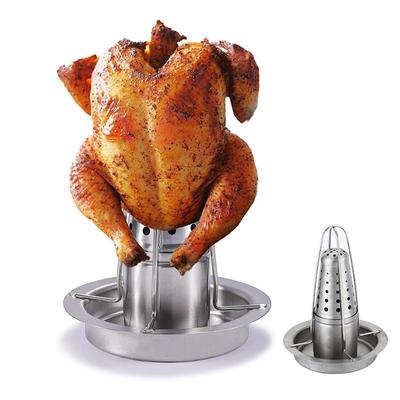 Stainlness Steel Roasting Grill Stand Outdoor Portable Chicken Roaster Rack Removable Non-stick Grilled Chicken Plate BBQ Tool