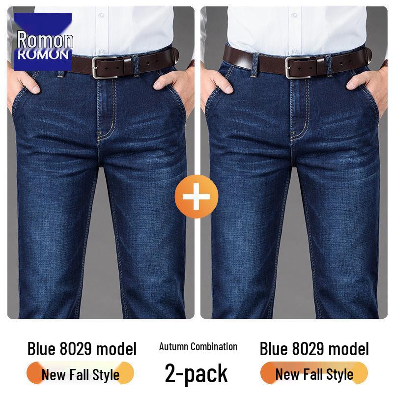 Romon Herren Straight-Leg Stretch Jeans - Herbst/Winter 2025: Vielseitige lässige lange Hosen für Mittelalte