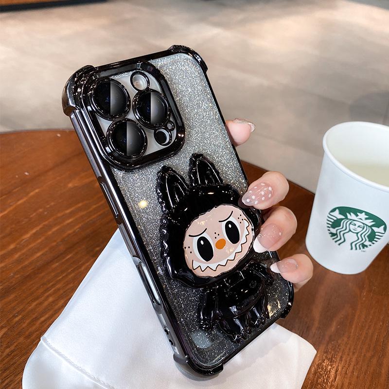 Suport tip oglindă pentru husă iPhone 17, Folie pentru lentilă iPhone 15 Pro Max, Rezistent la cădere iPhone 14, Desen animat iPhone 13, Design pentru femei iPhone 12