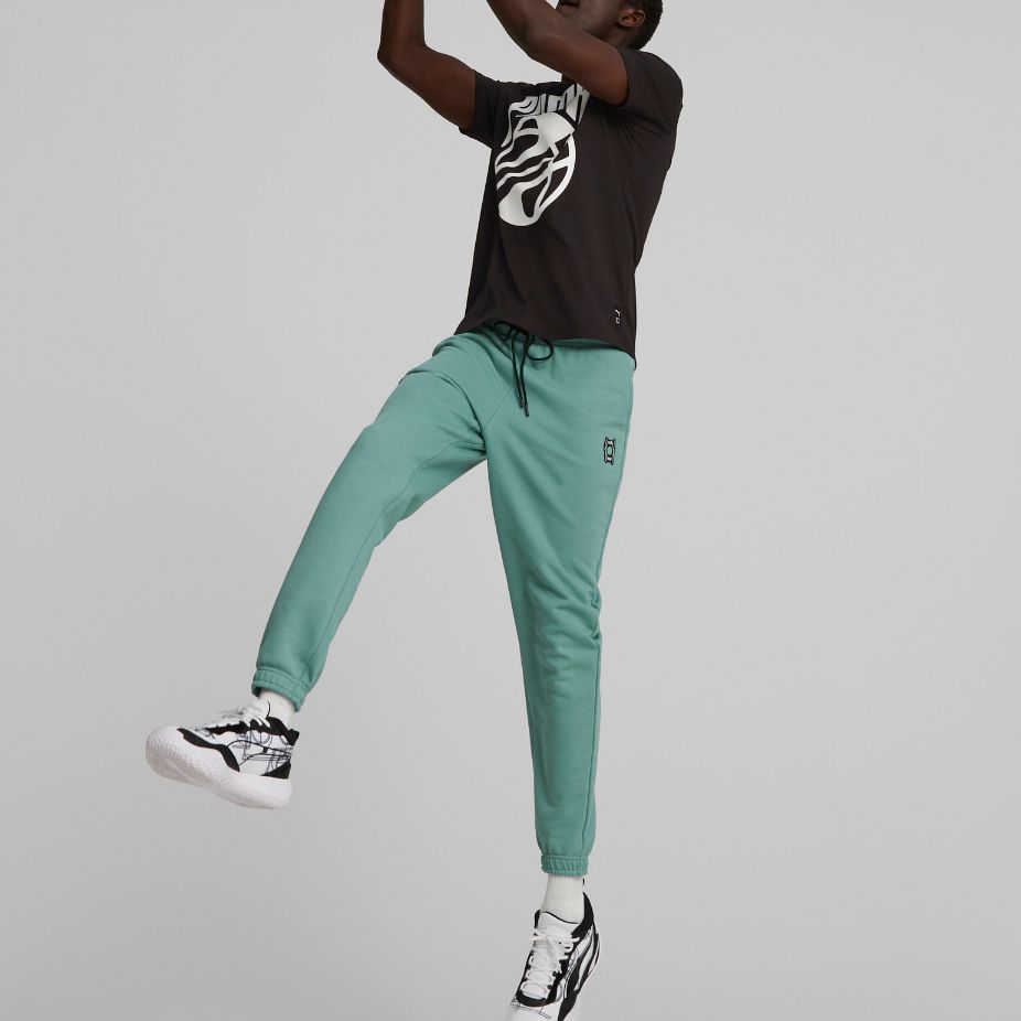 Puma Basketball Letter Print Round Neck Short Sleeve T-Shirt Men Tops Black 538598-01