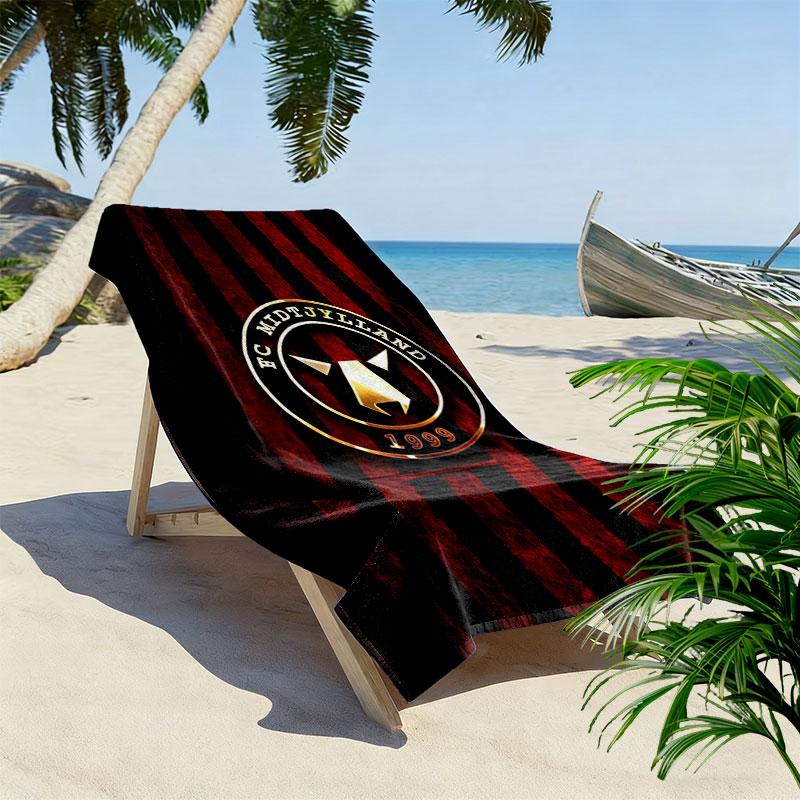 FC Midtjylland Logo Print Beach Towel, Large Soft Quick Dry Towel for Beach Camping Swimming