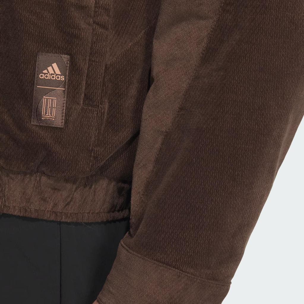 adidas Wuji Corduroy Button Front Casual Jacket Men Brown JI8721