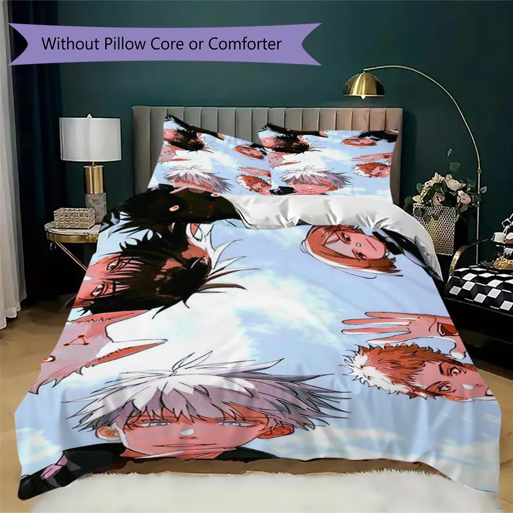 Set Copripiumino con Fantasia Jujutsu Kaisen Copripiumino Federa Decorazione per la Casa Regalo di Compleanno (1 * copripiumino + 2 * federe senza imbottitura)