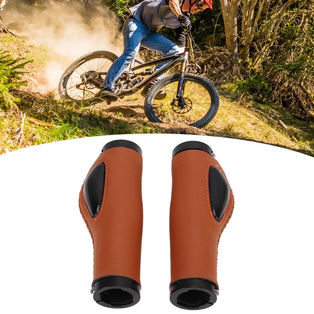 1 Pair Easy Installation Leather Bike Grips Leather Handlebar Cover  Mountain Bike Riding