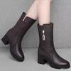 Elegante minimalistische Stiefel mit mittlerem Absatz, dicken Absätzen, modisch vielseitig für Herbst und Winter, Schneestiefel für Damen, bequeme warme Schuhe