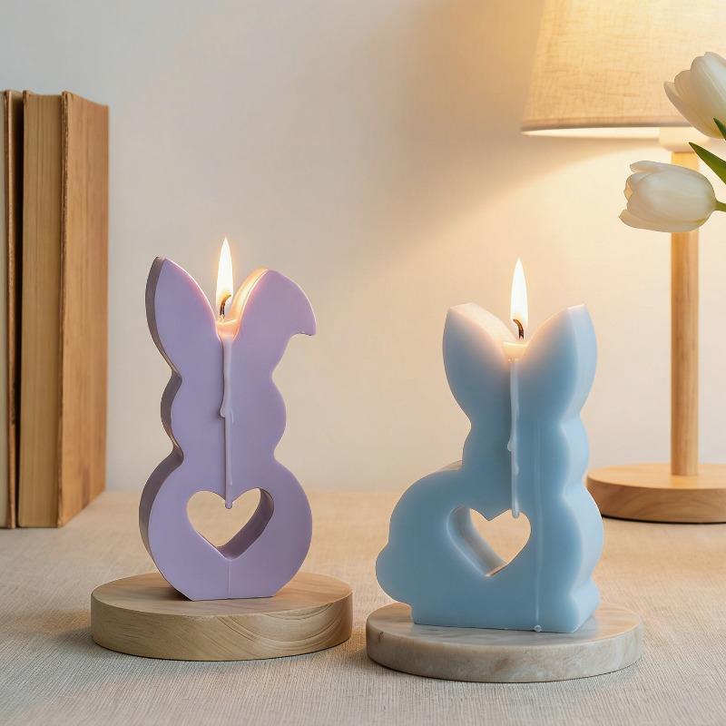 1PC Love Rabbit Candle Resin Silicone Mold, Easter DIY Glue Rabbit Plaster Ornament
