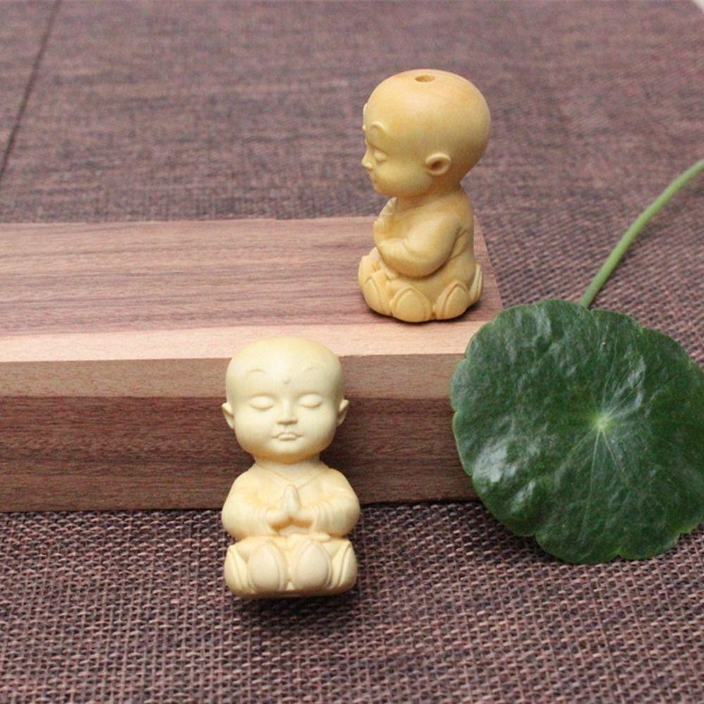 Wohndekor Buchsbaum Geschnitzt DIY Kleine Mönchsfiguren Schlüsselanhänger Anhänger Auto Ornament Buddha Statue