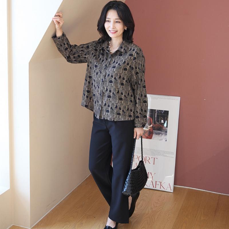 Shiz Madam Women S Allen Boucle Pattern Collar blouSe T57379