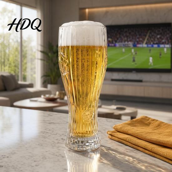 Thick Soda Lime Glass Football Beer Glass 300ml/450ml Capacity Transparent Craft Mug Stain Resistant Glassware for Home Bar Soccer Tumbler