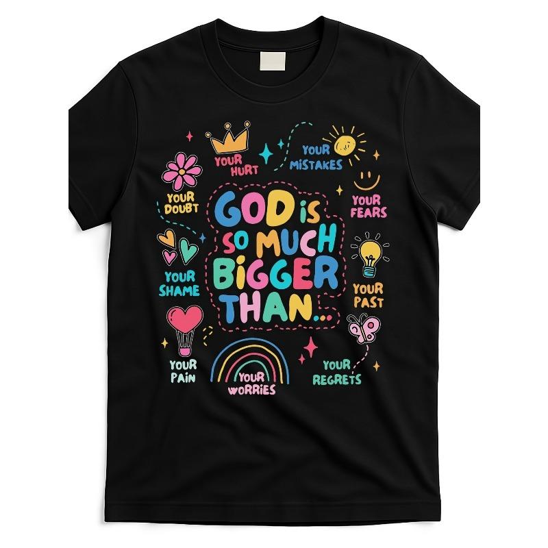 

Европейские размеры Бог Настолько Больше, Чем Футболка_gis4494159 Тот же Стиль для Мужчин и Женщин Летняя Футболка с Коротким Рукавом с Принтом S чёрный