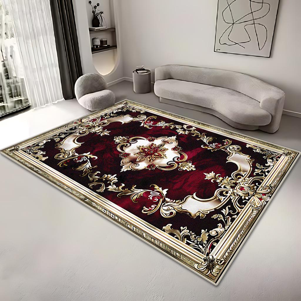 European Style Large Living Room Carpet Decoration Home Retro Flower Rug Washable Parlor Coffee Tables Mat Non-slip Room Tapis