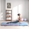 6FT Foldable Gymnastics Mat, Tri-Fold 2" Thick Crash Mat with Carry Strap Handles for Home Training, Sky Blue