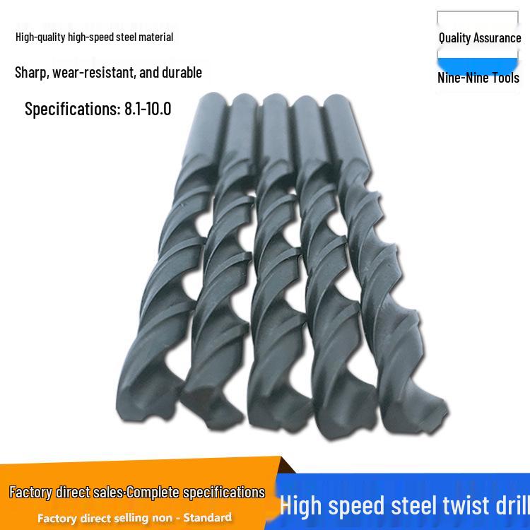 High-Speed Steel Twist Drill Bit Set, Straight Shank, 8.1-10mm, Compatible with Electric Drills and Drill Presses.