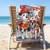 Firefighter Puppies Paw Saving The Day Microfiber Beach Towel, Lightweight And Quick-Dry, for Summer Travel, Beach Essential, Swimming Pool