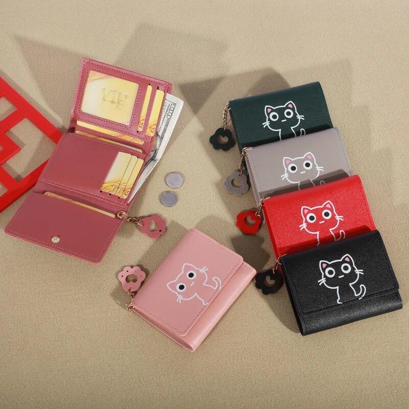Small Wallet Female Cat Short Fold Personalized Student Cute Mini Fashion Wallet Zero Wallet