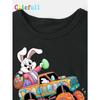 European sizes Children CHICFULL Boys' Easter Bunny & Egg Truck T-Shirt - Bunny Driving Egg Truck Print, Spring Summer Casual Round Neck Tee for