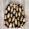 Women's Casual Long Sleeve Halloween Print Round Neck Knit Sweater Top