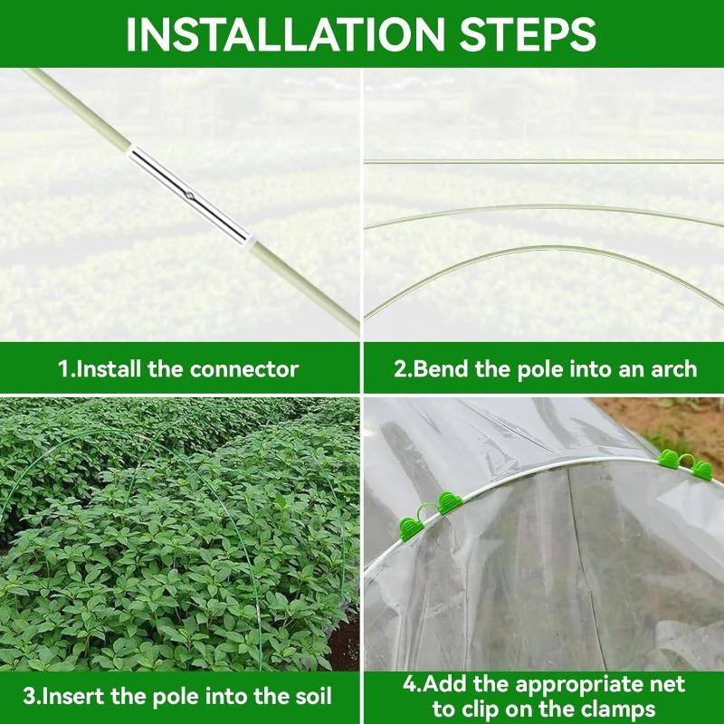 90pcs Horticultural Plants, Flowers, Vegetables Greenhouse Fiber Rod Insect Proof Mesh Arched Set, DIY Arched Bird Protection
