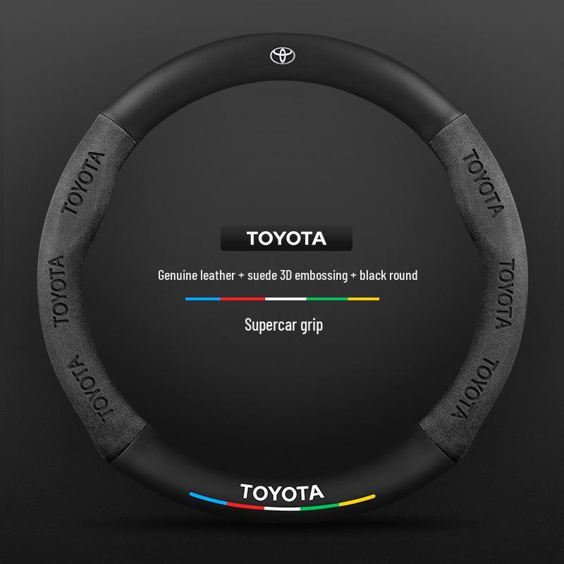 Protiskluzový kožený potah volantu z uhlíkových vláken pro Toyota Prado