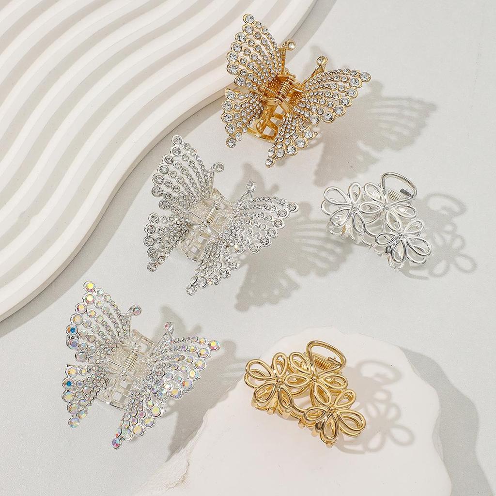 High-End Alloy Butterfly Small Claw Hair Clip for Women - Elegant Half-Up Hairstyle Accessory