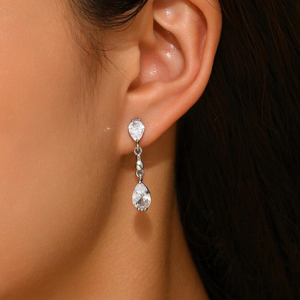 Teardrop Crystal Dangle Earrings for Women Gold/Silver Tone Water Drop CZ Drop Earrings Bridal Wedding Jewelry Gift