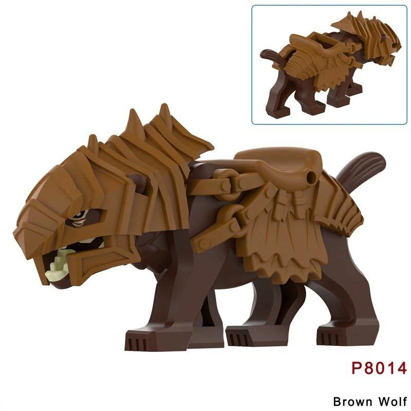MOC Mittelalterliche Bausteine Figur Zubehör Zoo Afrikanischer Elefant Kamel Hirsch Wolf Krokodil Kriegspferd Mini Ziegel Spielzeug Geschenk R058