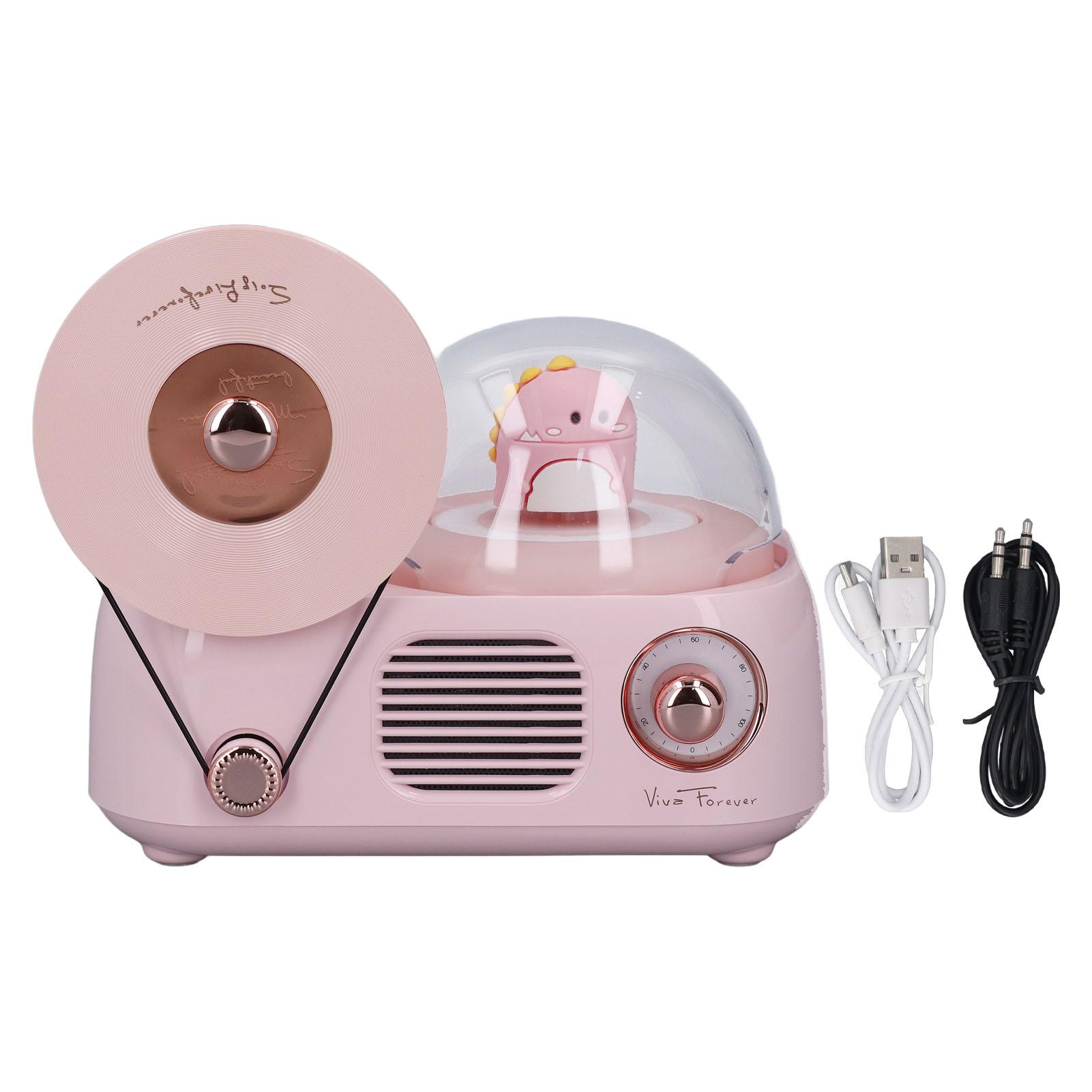 

Ретро Bluetooth-динамик со светом, стереозвук Hi-Fi, успокаивающий проигрыватель пластинок, динамик со светом для Pink