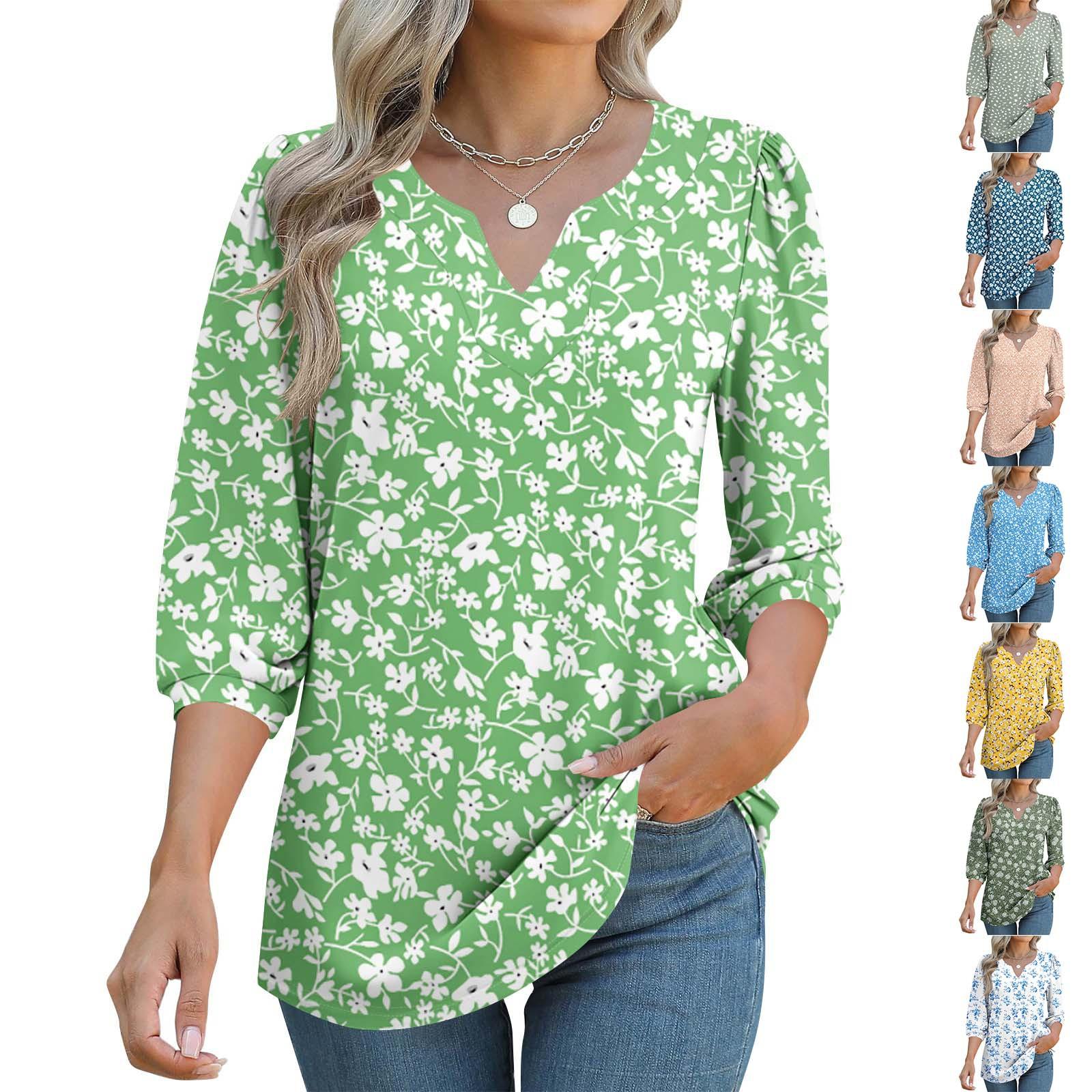 

Women s 3/4 Sleeve Shirts Graphic Tees Shirts Casual Basic Tops Pullovers S