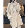 Autumn Winter Loose Cardigan Women Sweater Thick Large Size Medium and Long Simple Office Knitted Coat Long Sleeve Casual Solid Color Pockets Clothing