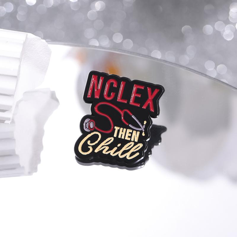 Charming Alloy Letter Brooch With Geometric Style For Medical Themed Fashion Accessories