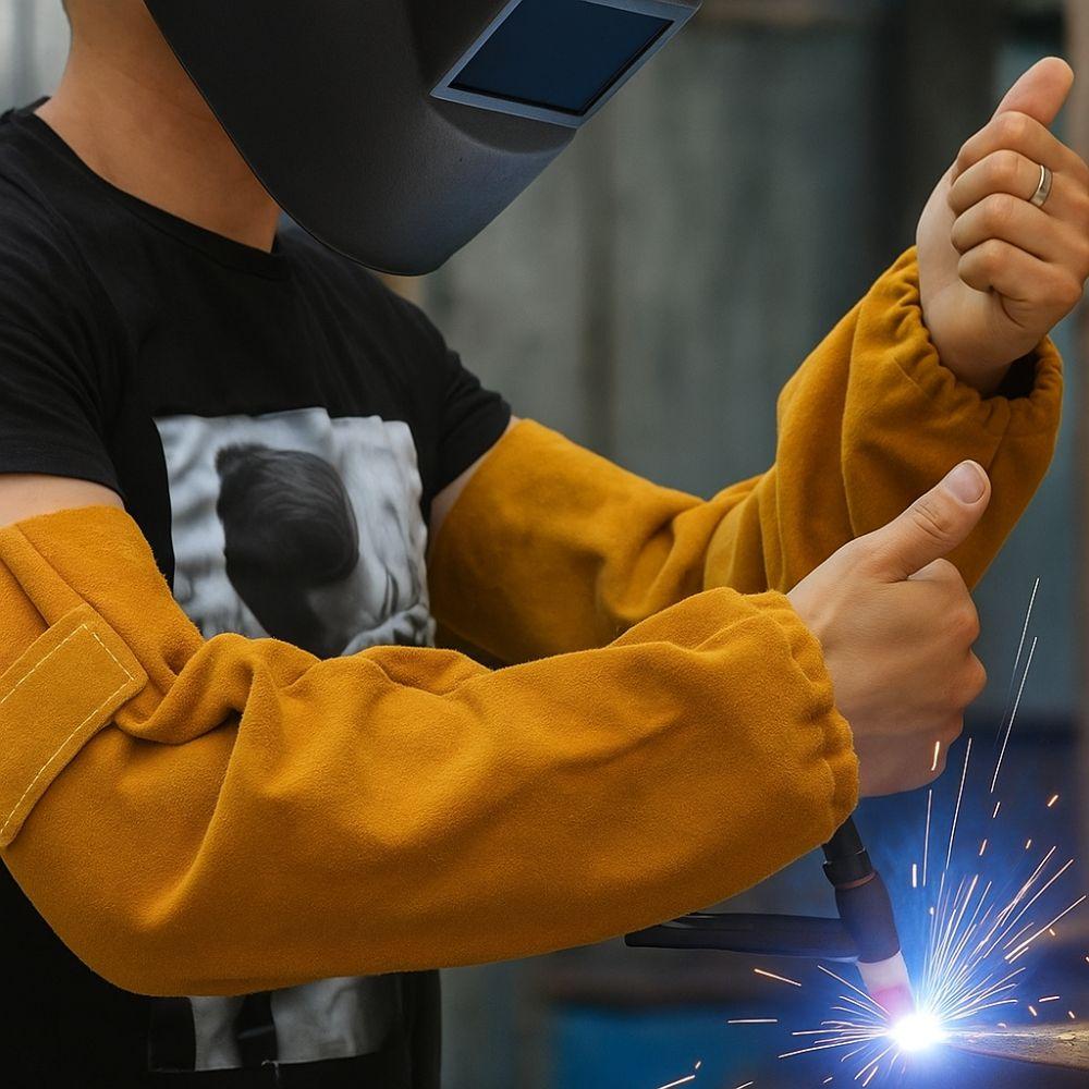 Cut Resistance Leather Welding Arm Guards Breathable Welding Arm Covers  Metal Workers