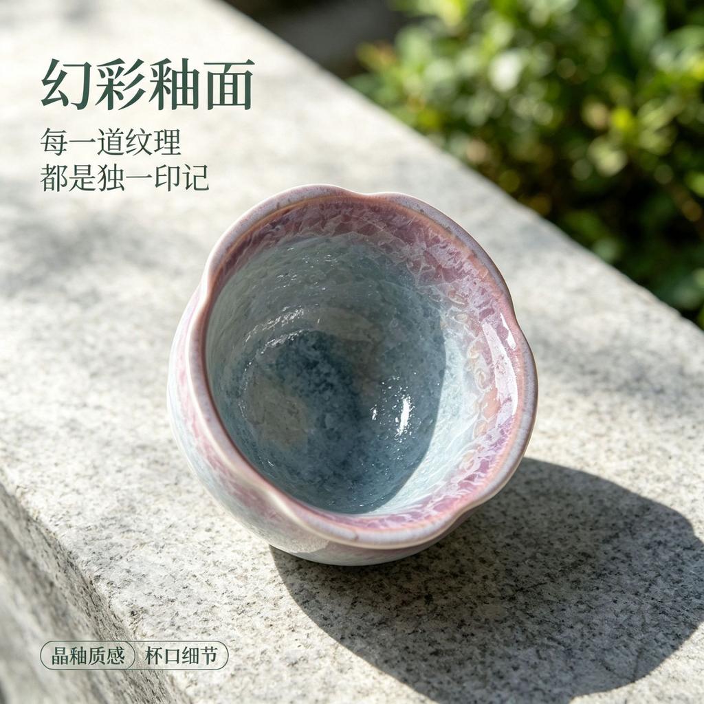 Crystal glaze gradient purple master cup, high-appearance exquisite ceramic tea cup, tea cup, business cultural and creative souvenir