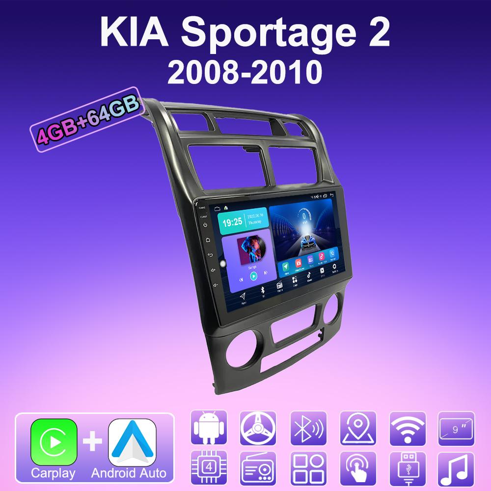 

2 DIN Android Carplay автомобильное радио для KIA Sportage 2 2008-2010 мультимедийный проигрыватель головное устройство стерео GPS навигация BT WIFI 4+64 ГБ 4+64GB,B