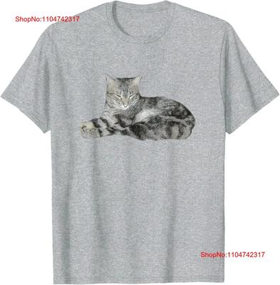 Cute Brown Tabby Cat Art T Shirt Lovers Novelty Vintage Washed Designer Clothes Unisex Casual Homme Graphic Slightly Streetwear
