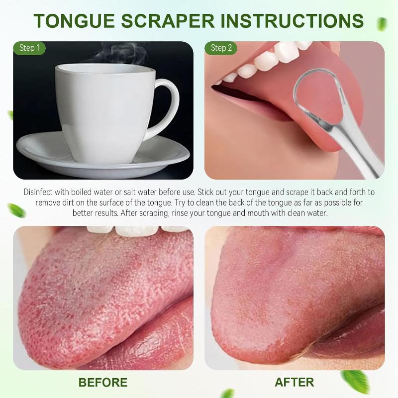 Reusable Stainless Steel Useful Tongue Scraper Cleaner Fresh Breath Cleaning Coated Tongue Oral Hygiene Care Tools
