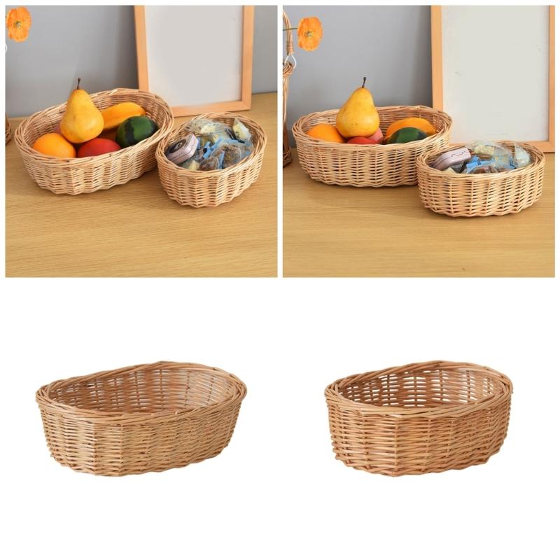 Handwoven Rattan Fruit Tray For Home Use Natural Materials Large Capacity Easy to Clean for Kitchen or Dining Room