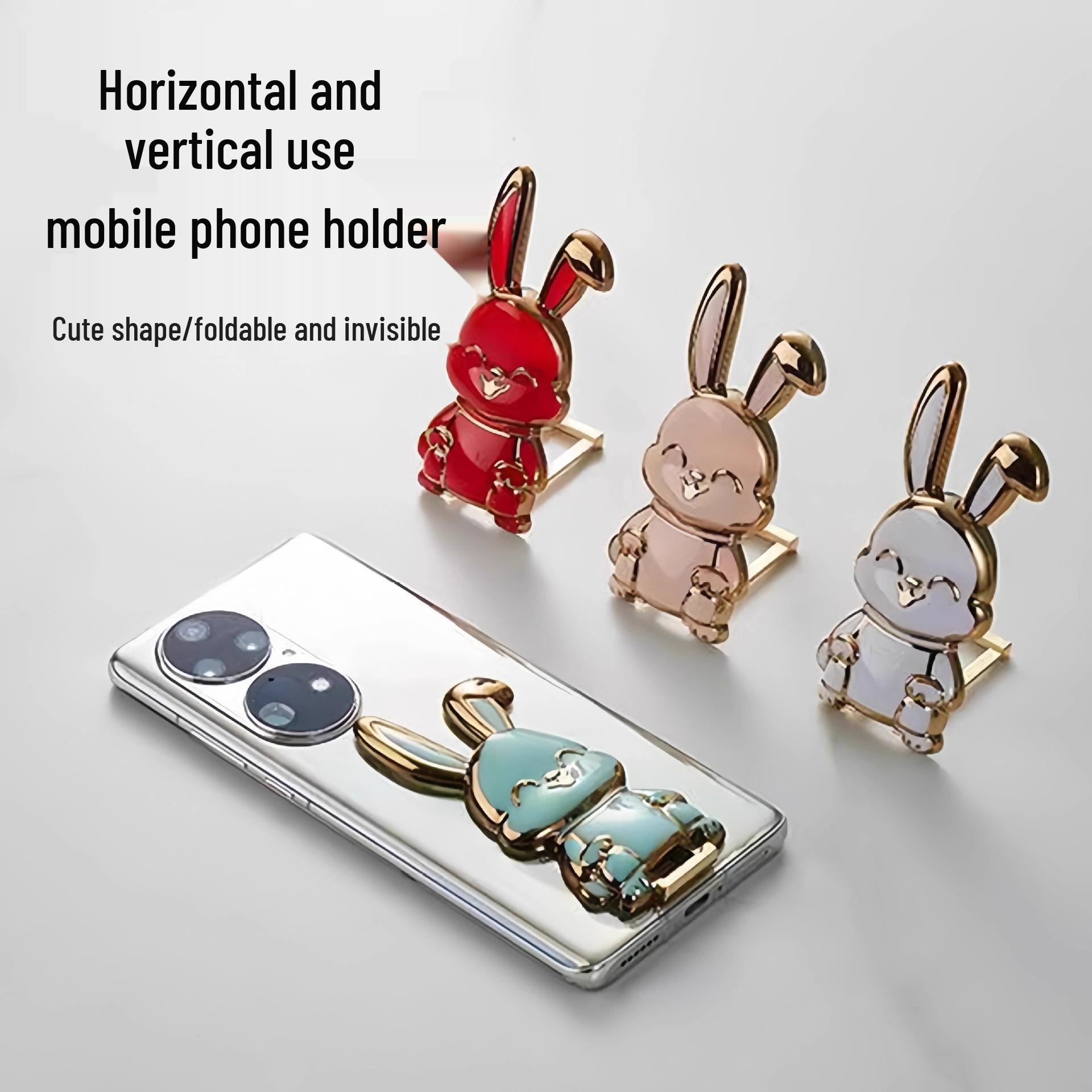

Cartoon Rabbit Phone Case with Stand and Pull-out Grip розовый