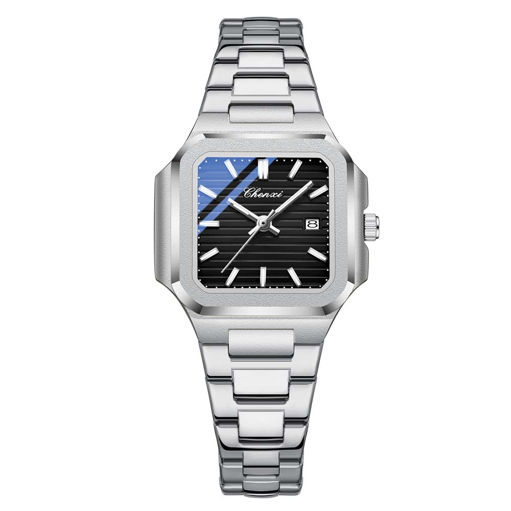 Chenxi Brand Men's Quartz Watch Square Stainless Waterproof Luminous Date Luxury Women's Wristwatch Male Clock Gift For Couple