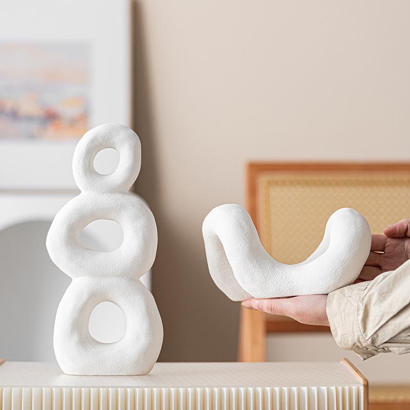 Ceramiczne Rękodzieło Geometrycznie Wygięta Fajka Abstrakcyjna Pusta Krzywa Figurki Dekoracyjne Akcesoria do Dekoracji Domu