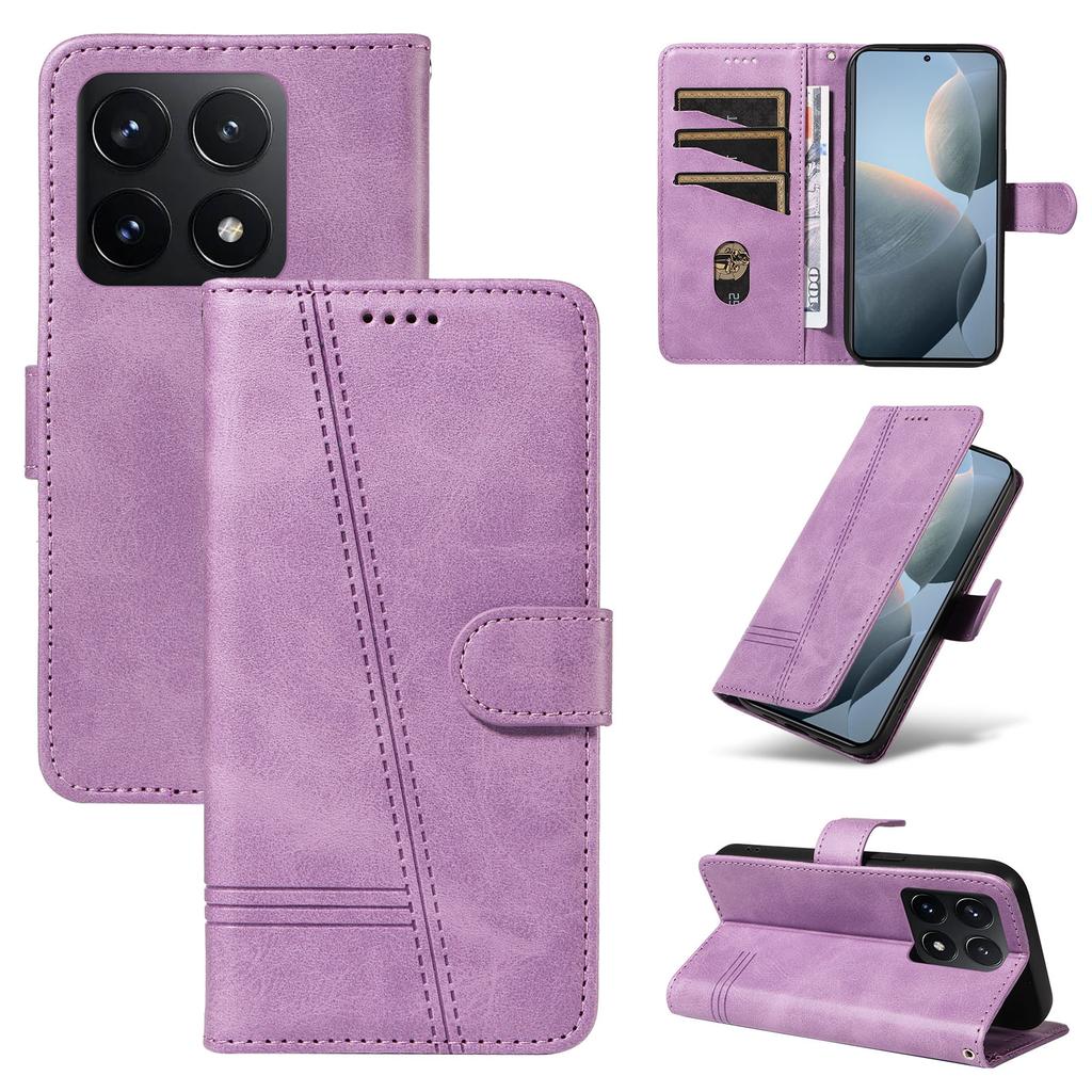 Für Xiaomi 14T Hülle Flip Wallet T-Form Linien Leder Handyhülle
