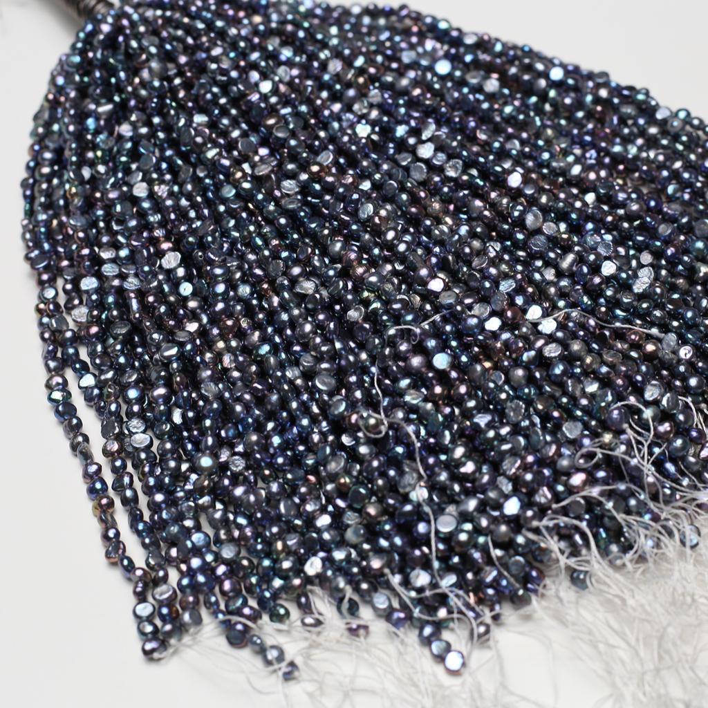 1String, Black Natural Freshwater Pearls, Nugget Pearl Beads for Jewelry Making DIY Necklaces Bracelets Crafts (Beads 4-4.5mm, Length 18cm)