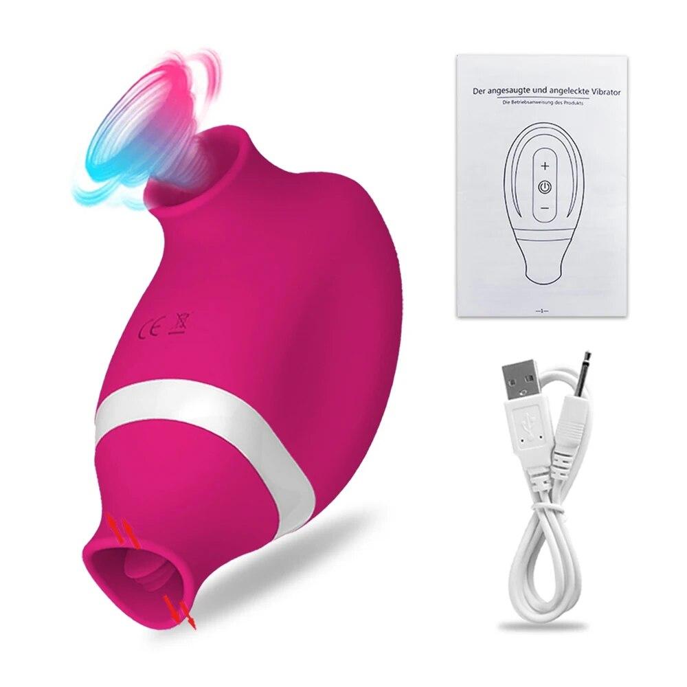2 In 1 Clit Sucker Vibrator Female for Women G-Spot Sucking Licking Double Stimulation Nipples Massagers Tongue Sex Toy Adult