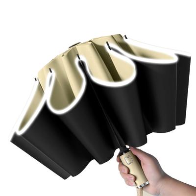 Parapluie Inversé Automatique Grand Contrôle à Une Touche avec Bande Réfléchissante Parapluie Pliant pour Ensoleillé