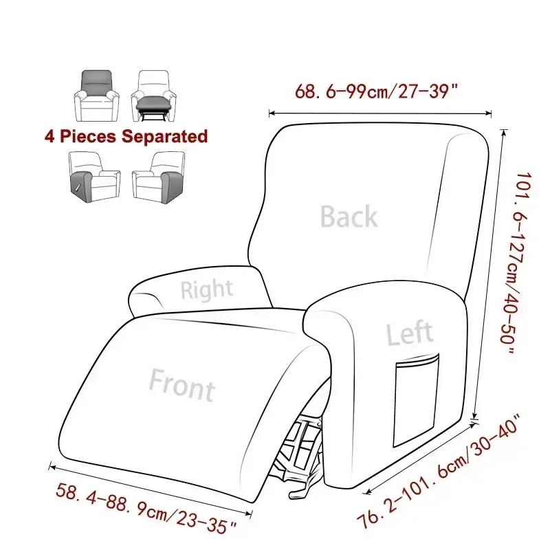 1 Seater Split Recliner Sofa Cover Polar Fleece Single Reclining Chair Covers Relax Home Armchair Covers for Living Room