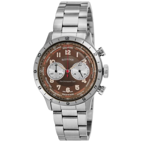 

Sonne HI003 Коричневый циферблат Нержавеющая сталь Кварцевые 40 мм Часы (HI003BR) Мужской серебряный