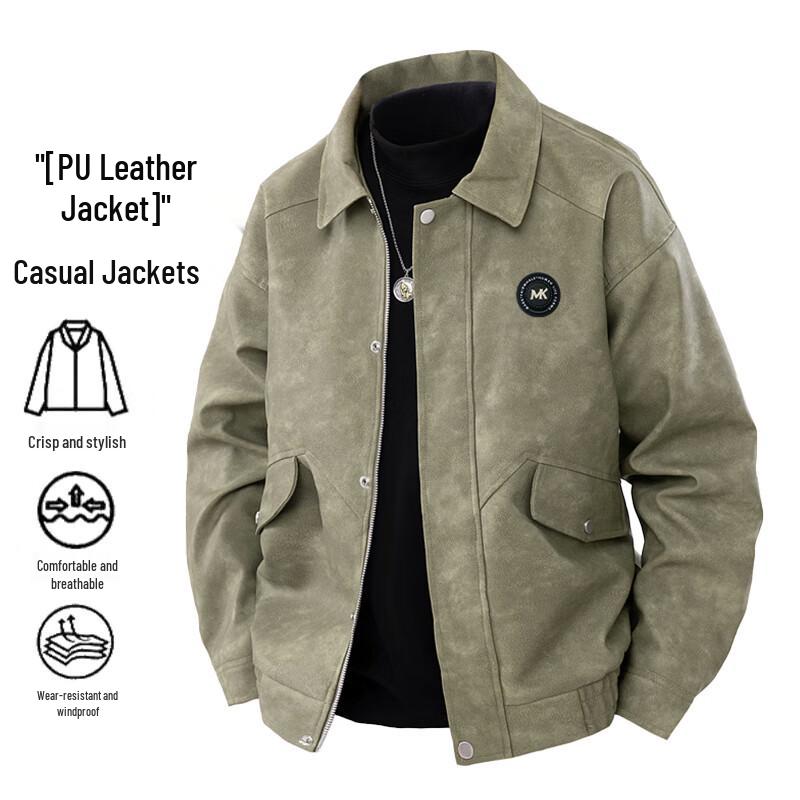 

Mark Fairwhale Men s Faux Leather Retro Casual Jacket 3XL