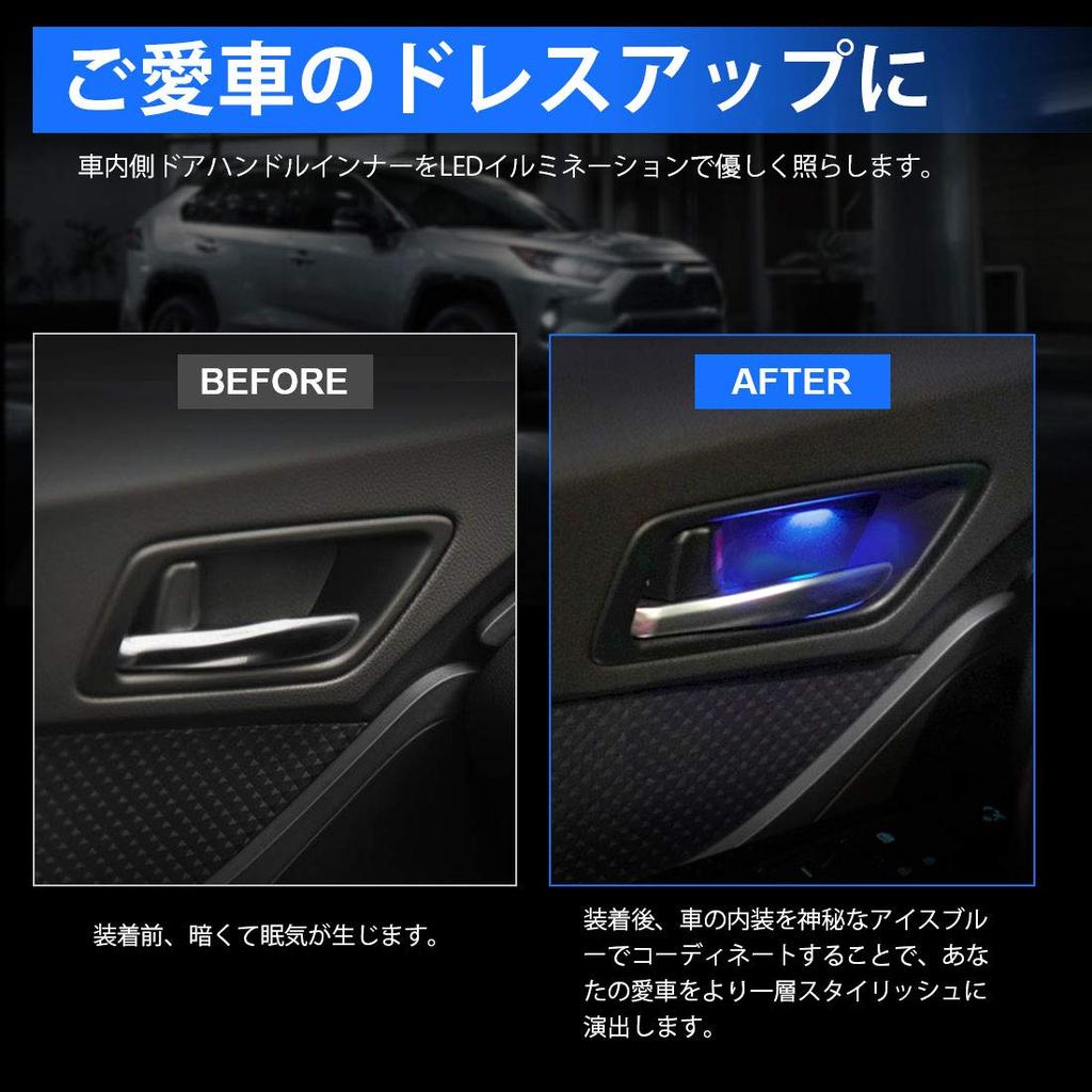 BUYFULL Prius 50 Series and Late Door Handles with Illuminated Blue Inner Handles and LED Adds Atmosphere and Dresses Custom Easy Installation with No