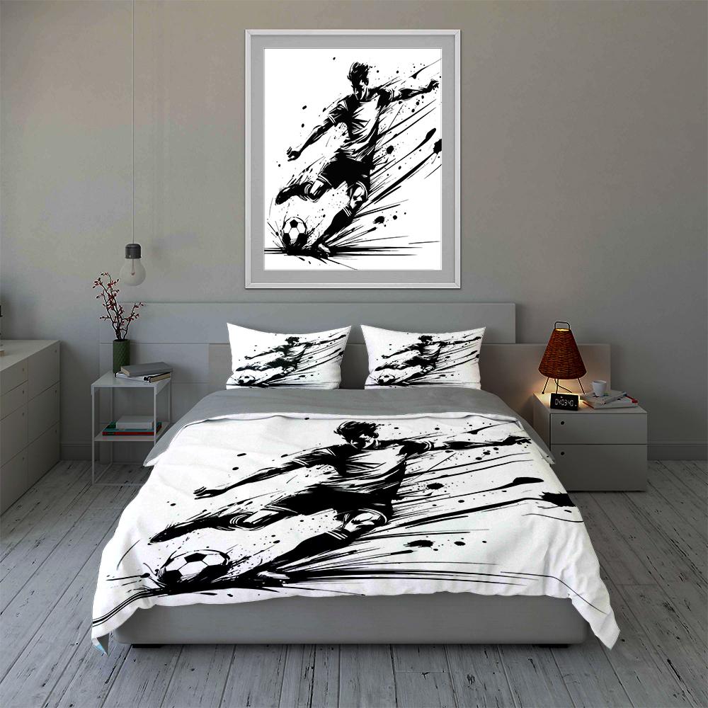 Soccer player and ball. Bedding sets Duvet cover sets Duvet covers Pillowcases(1 * Duvet Cover 2 * Pillowcases, without duvet insert)