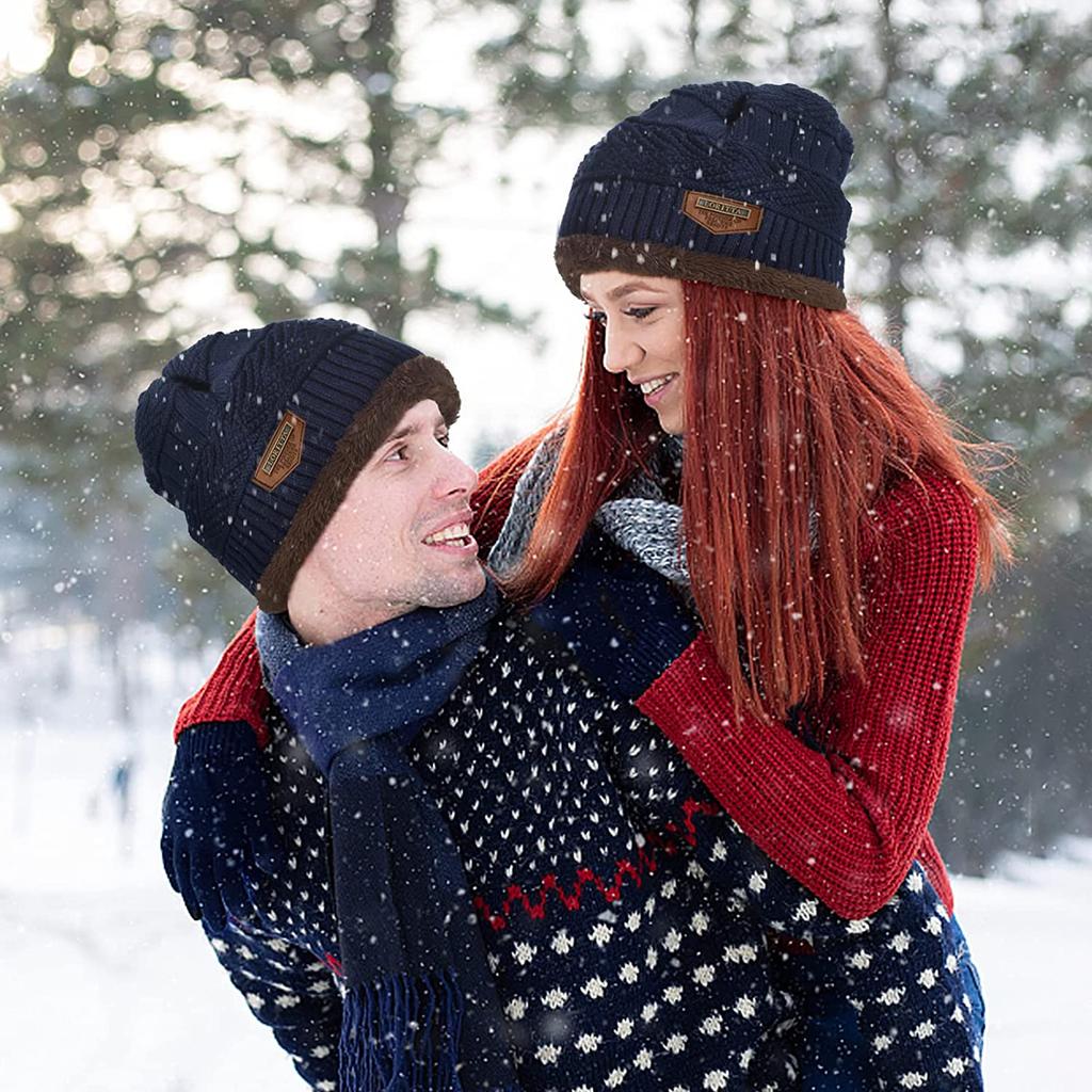 Winter Beanie Hat for Men Knitted Hat Winter Cap Beanie Women Thick Wool Neck Scarf Cap Balaclava Mask Bonnet Hats