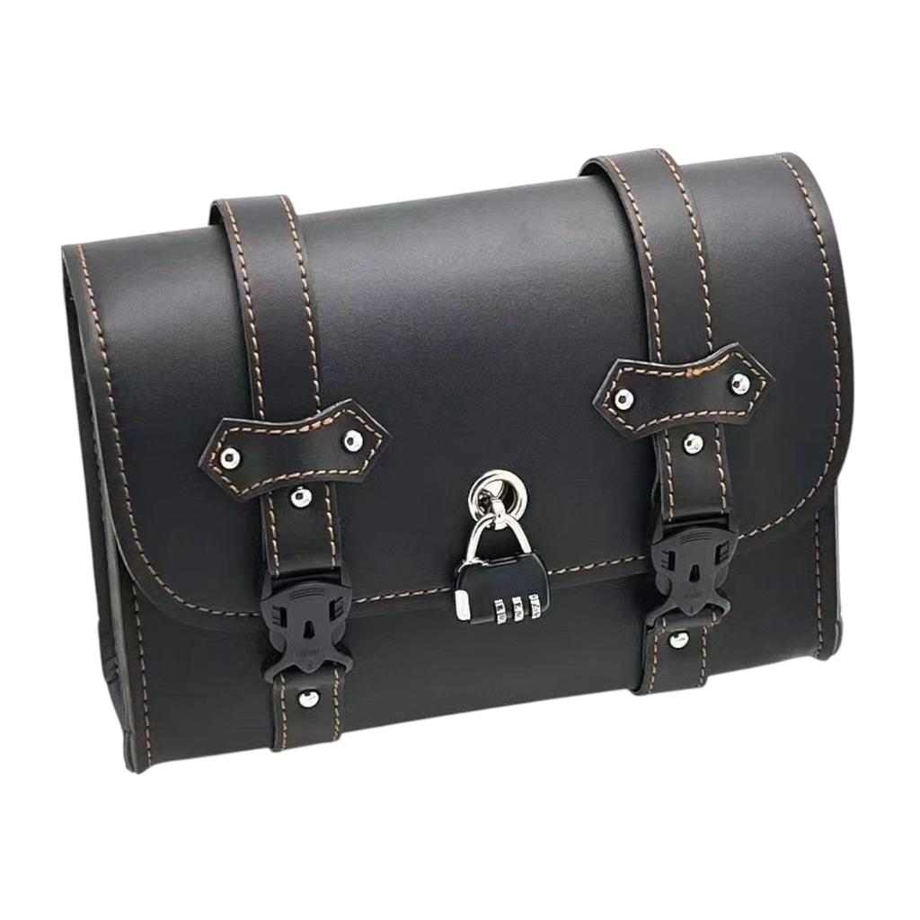 Motorcycle Leather Side Tool and Saddle Storage Tool Large Bag, Case, Waterproof, Heavy-Duty, Old-Style (Black, Lockable, American-Style Pouch,